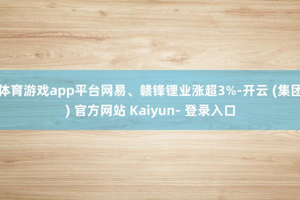 体育游戏app平台网易、赣锋锂业涨超3%-开云 (集团) 官方网站 Kaiyun- 登录入口