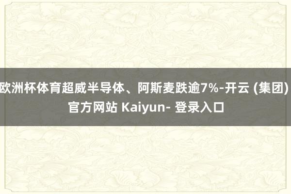 欧洲杯体育超威半导体、阿斯麦跌逾7%-开云 (集团) 官方网站 Kaiyun- 登录入口